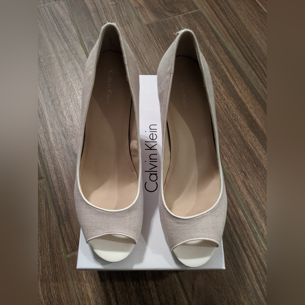 Calvin Klein Linen Peep-toe Heels